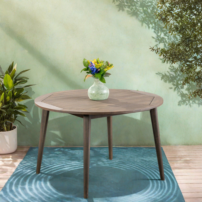 Table de salle à manger simple et élégante en bois d'acacia, Gris