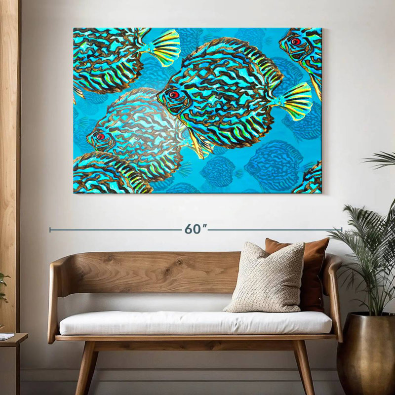 Brampt Turquoise Discus Fish, 34'' H x 51'' W