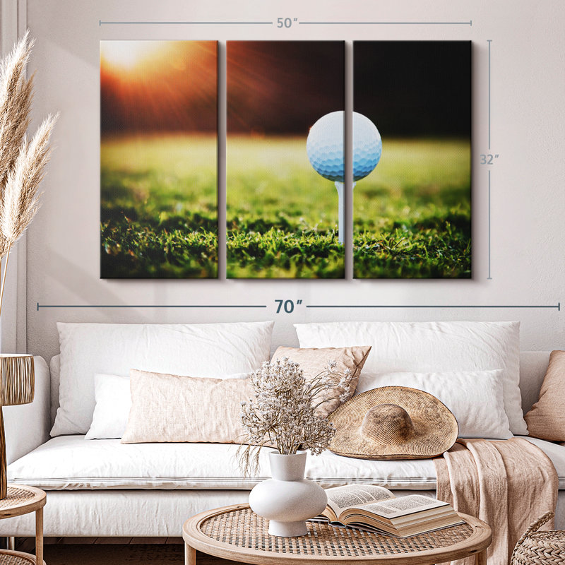 «Golf Ball Tee», 3 pièces sur toile, H 32 po x l 50 po x P 1,25 po