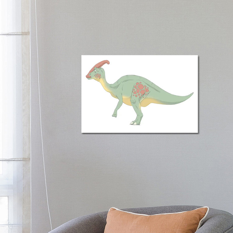 Parasaurolophus Pencil Drawing With Digital Colour by Alice Turner - Wrapped Canvas Print