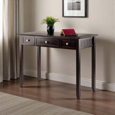 Rubin Beveled 3-Drawers Writing Desk in Coffee Finish, 31.01" H X 41.85" W X 19.71" D