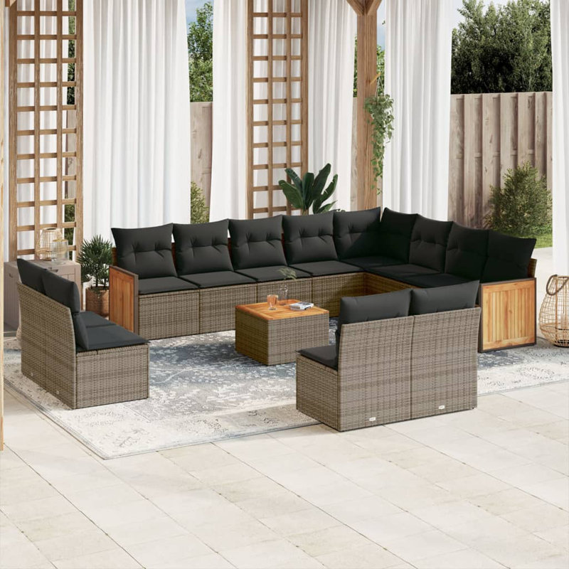 Vidaxl Garden Sofa Set, Gray Cushion/Gray Frame