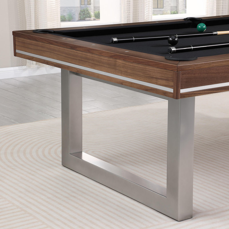 Table de billard en bois massif Harmony, 7 pi, Noir, Noyer naturel