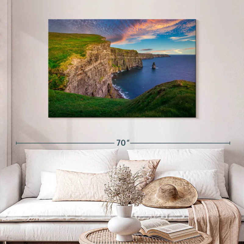 Ravi, falaises de Moher au coucher du soleil, H 32 po x l 48 po