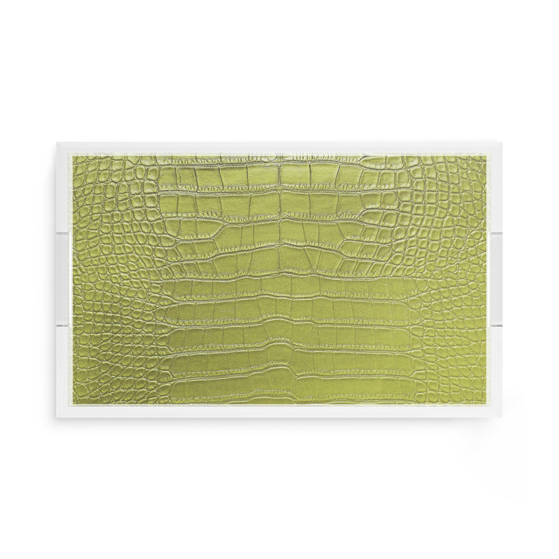 Crocodile Weatherly Green Acrylic Rectangle Decorative Tray, 17"W x 10.5"D x 2"H, Key Lime