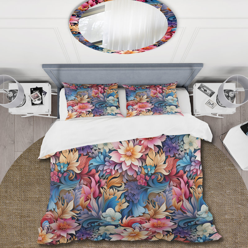 Literie en marbre motif cachemire enchanté I, Housse de couette simple + 1 taie décorative stan