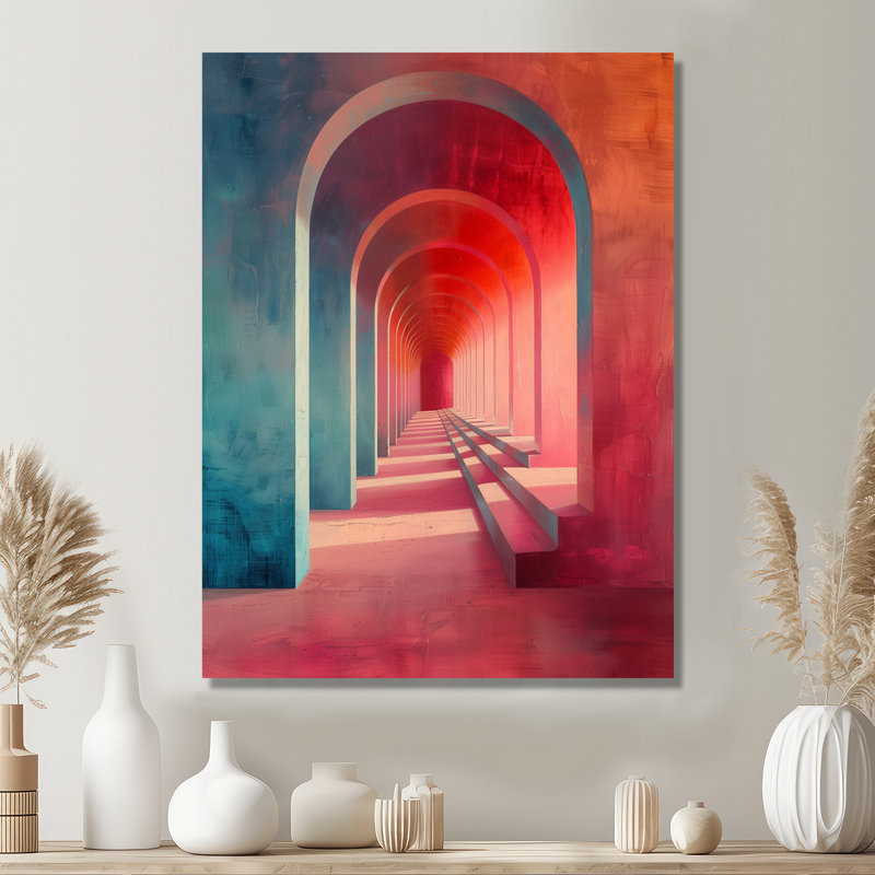 Tunnels universels verts et roses - décoration murale, Toile tendue, H 24 po x l 32 po