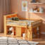 Lit mezzanine peu encombrant avec tablettes de rangement, tête de lit avec lumière DEL-123101673-123101672