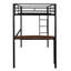 Lit mezzanine simple noir avec bureau et garde-corps. Pour une utilisation quotidienne dans la chambre à coucher et les vis robustes-1336992722