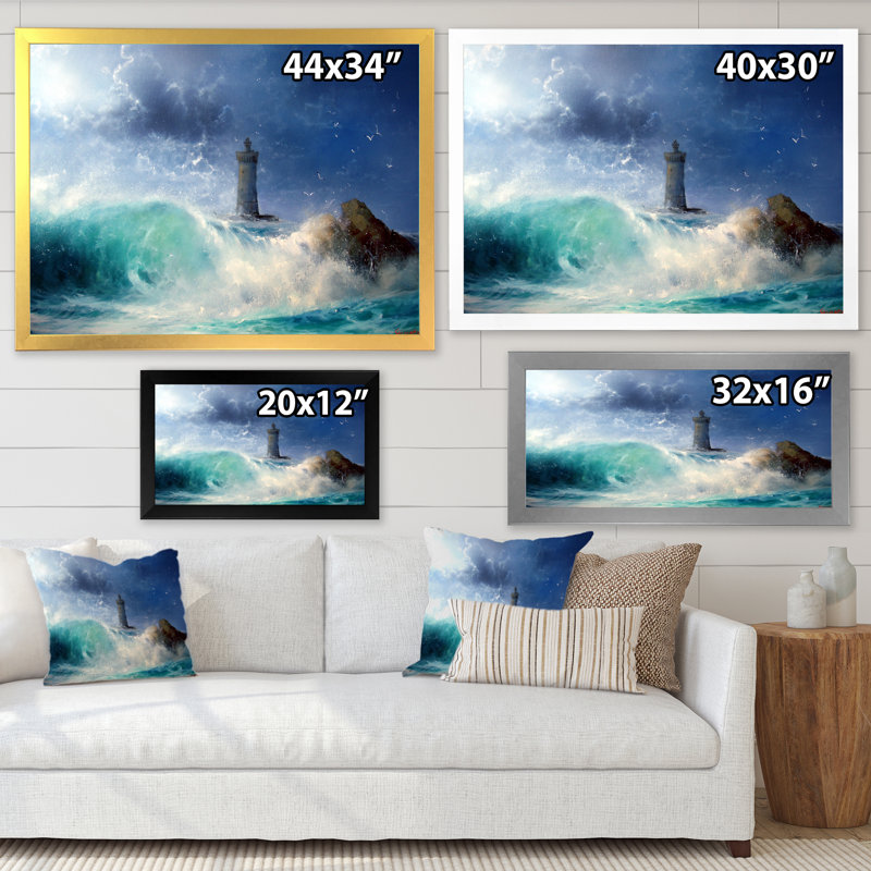 Reproduction d'art nautique et côtier sur toile, H 12 po x l 8 po x P 1 po, Cadre photo noir