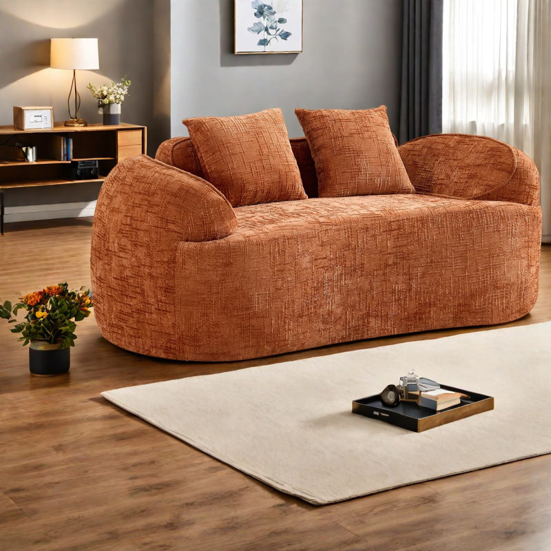 Compression Sofas, 2 Seat Chenille Foam Spring Modern Compact Home
