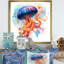 Orange et méduse bleue Jive III - art mural méduse-954125365-987211891
