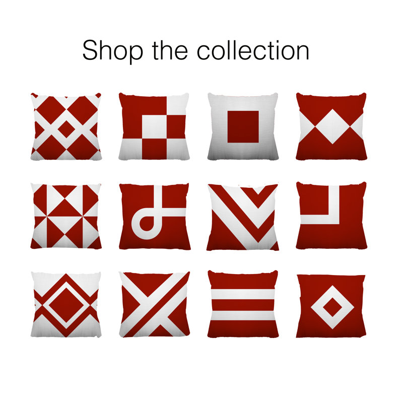 Coussin décoratif intérieur / extérieur Seven, Rouge, L 15 po x H 15 po