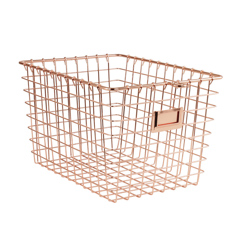 Panier en métal / métal Albie, Cuivre, H 8 po x l 9 po x P 12,5 po, 1