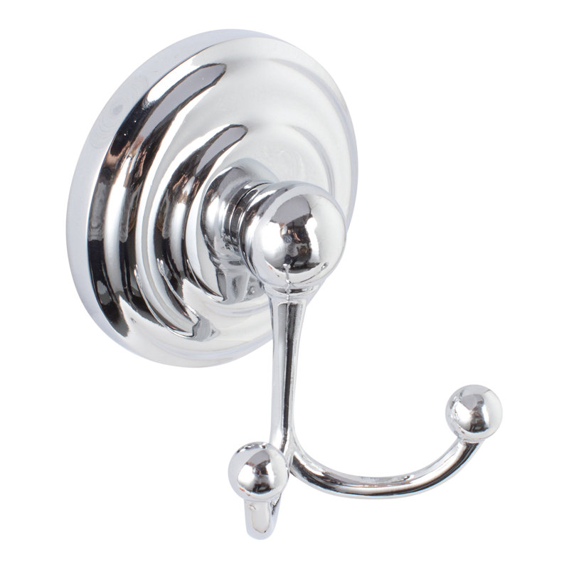Boulder Robe Hook, with double hook, Polished Chrome