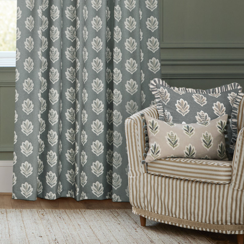 Sessile Leaf Pair, Blue, 89.76cm Width x 228cm Drop