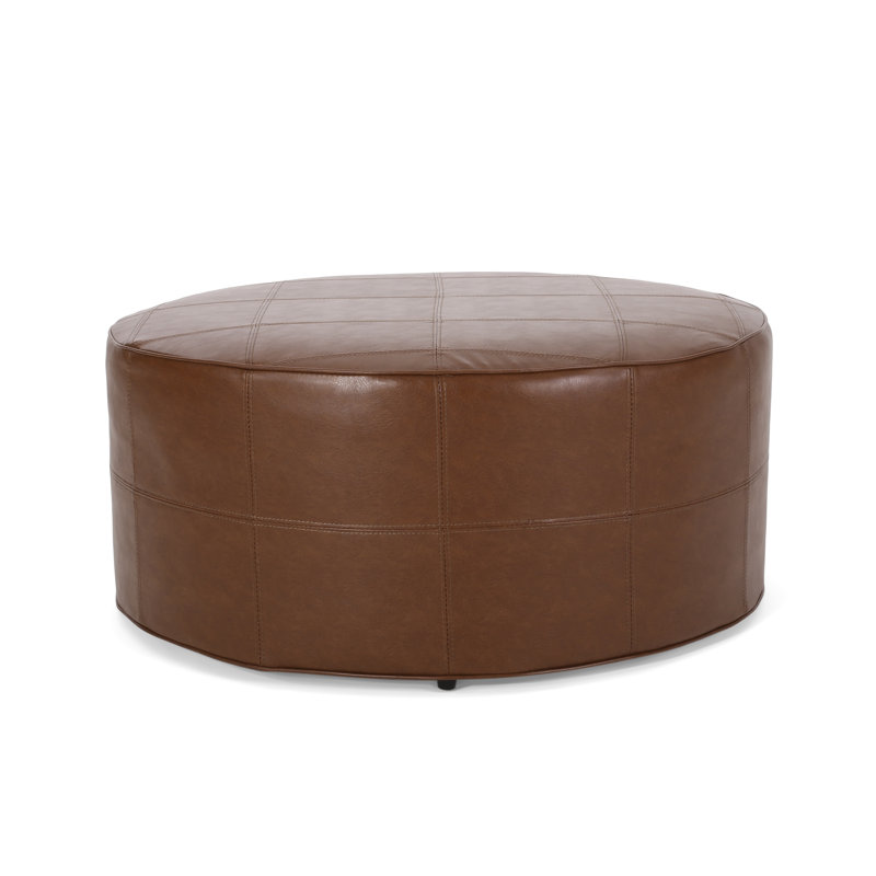 Avdi Faux Leather Ottoman, Cognac 