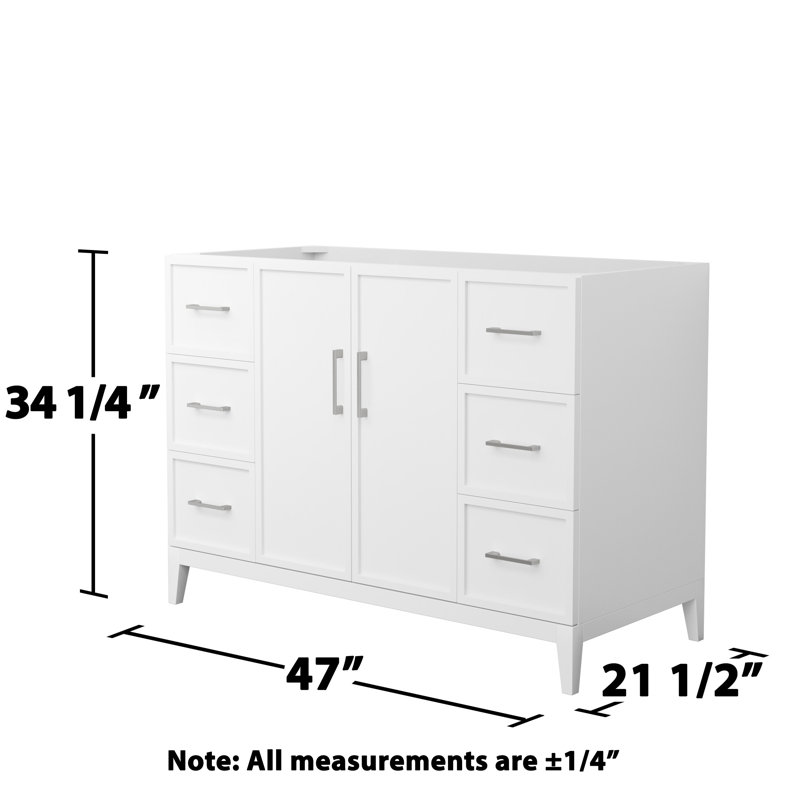 Elan 47'' W Single Bathroom Vanity Base, White/Brushed Nickel