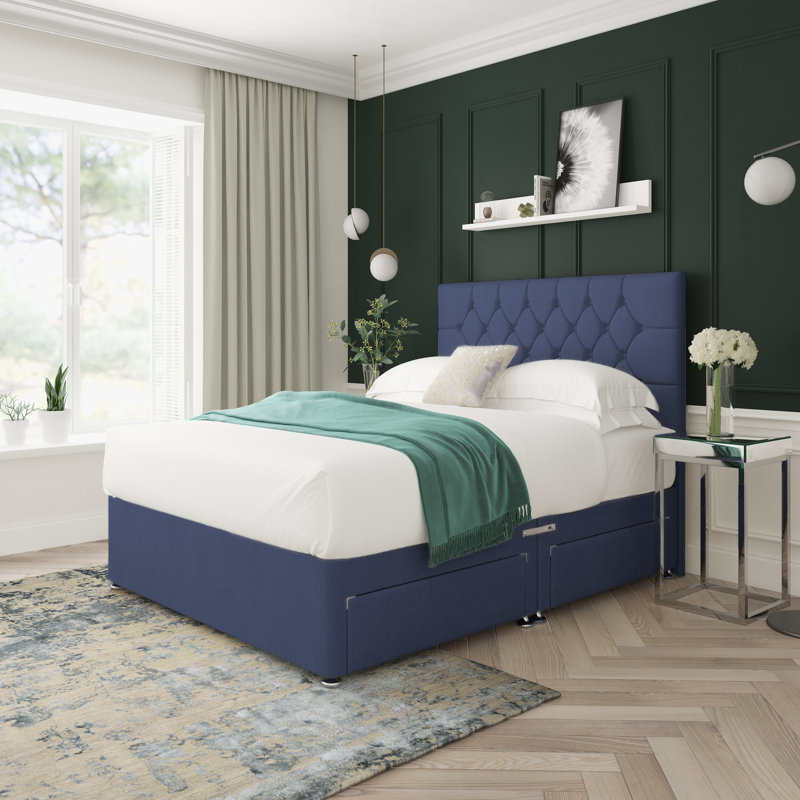 Divan Bed Base, Small Single (2'6), Sapphire, No Drawers
