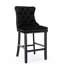 Velours tendance avec design, fabrication en bois, accents, haut dossier, de 2 chaises de bar rembourrées modernes noires, bouton, coussin en mousse d'élasticité en bois massif, 2