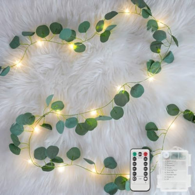 Vines With Lights Battery Operated, 33Ft 100 LED Eucalyptus Garland String Lights With Remote, Leaf Lights For Bedroom, Room, Wall, Garden, Party, Wedding Decor (Warm White)