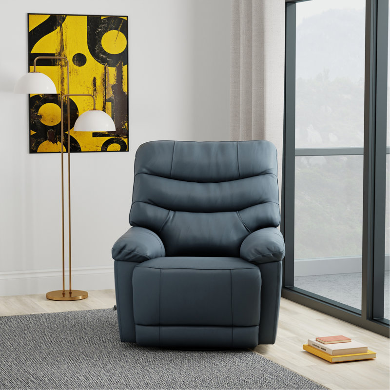 Fauteuil inclinable et pivotant avec repose-pieds manuel en saphir d'Oslo, Bleu saphir
