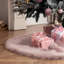 Jupe de sapin de Noël en fausse fourrure rose, housse de pied de sapin luxueuse et moelleuse pour la décoration des fêtes et la décoration festive de la maison