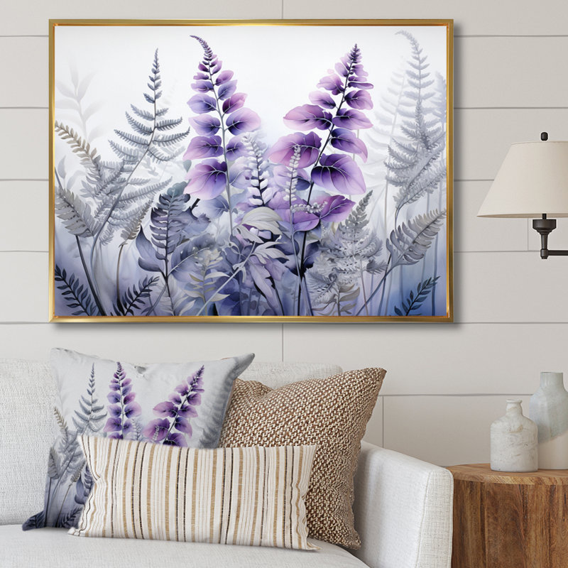 Ferns Violet Dream II - imprimé, 12" H x 20" W, Silver Picture Framed