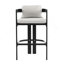 Tabouret de comptoir d'extérieur en aluminium, chaise de bar, structure noire avec coussin gris, ensemble de 2