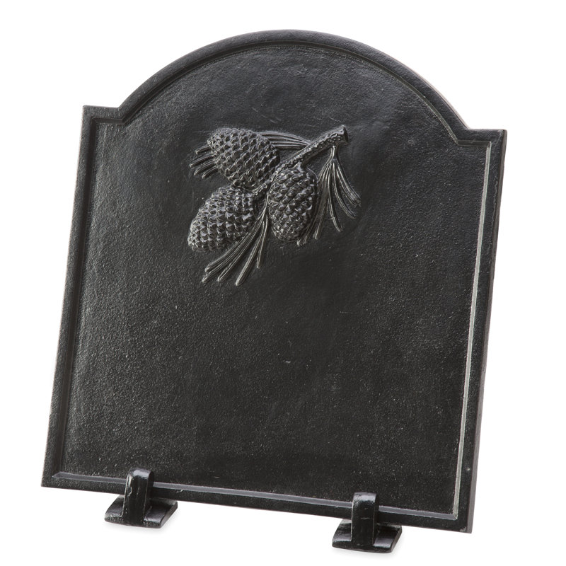 Plaque de cheminée en fonte avec motif pomme de pin