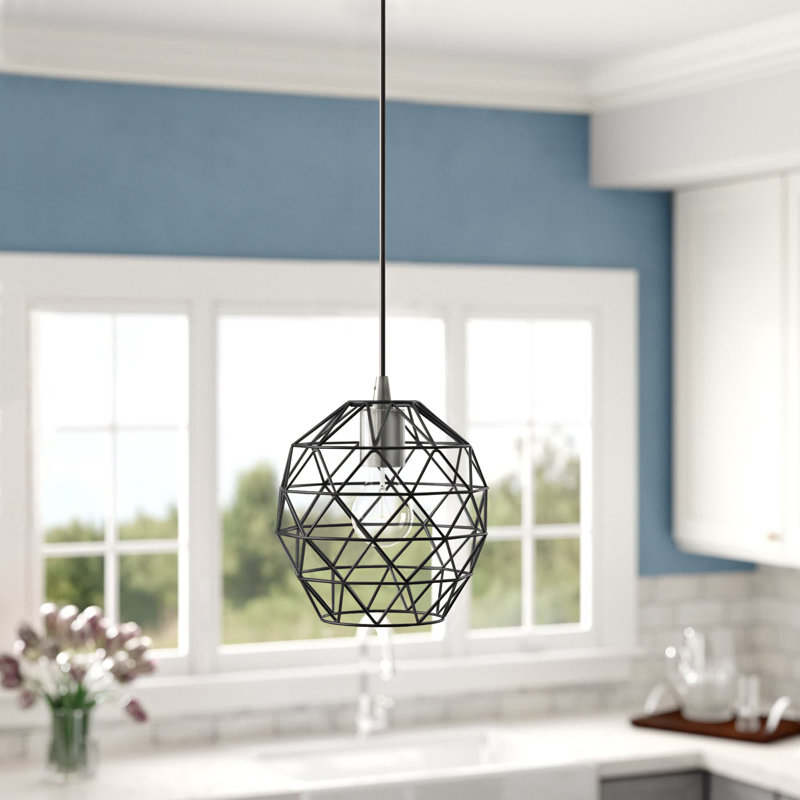 Luminaire suspendu simple à 1 lumière Lucilo, Noir