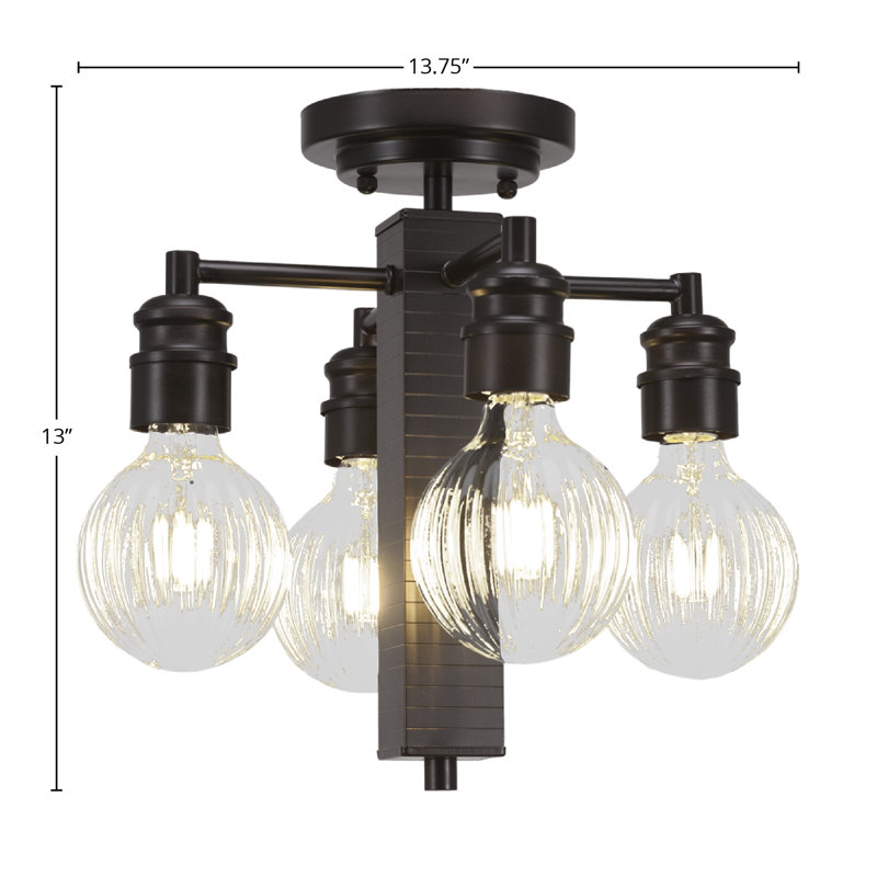 Luminaire semi-encastré 4 lumières Edge avec finition espresso et ampoules DEL 4 watts