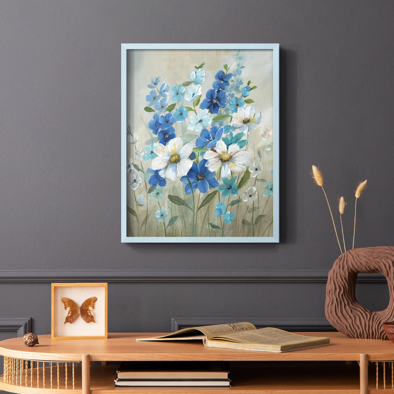 «Blue Garden II», reproduction encadrée - bois massif, Bleu, H 10 po x l 8 po