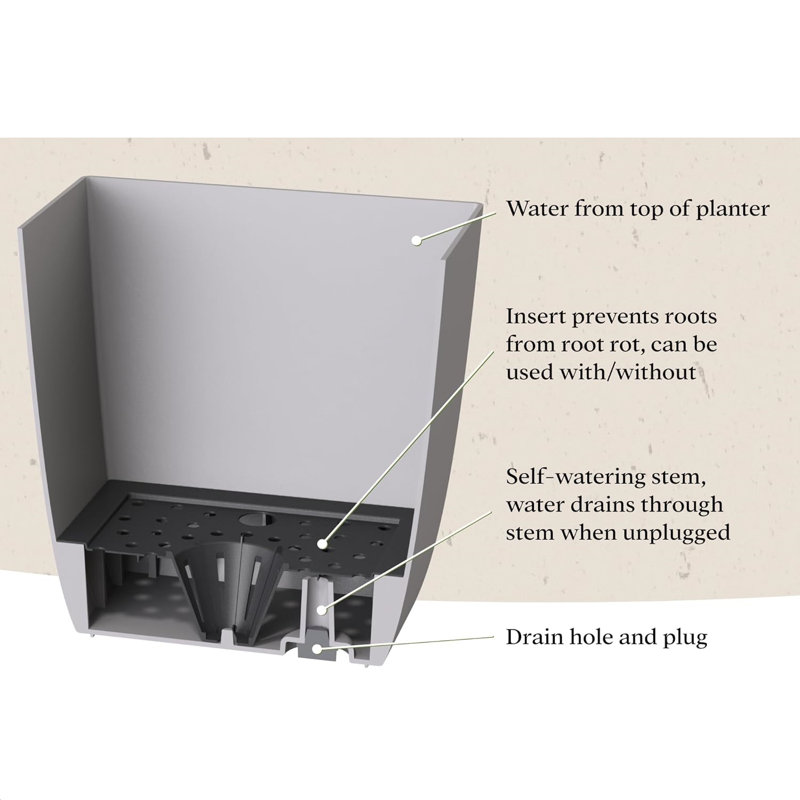  Aria Square Self Watering Planter - Glossy ( 2 Pack), White, 12.7" H x 12" W x 12" D