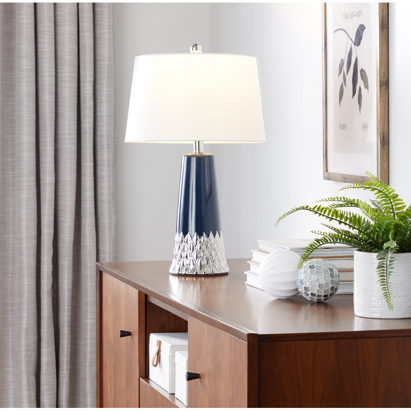 Mooresville 23" Ceramic Table Lamp, Dark Blue