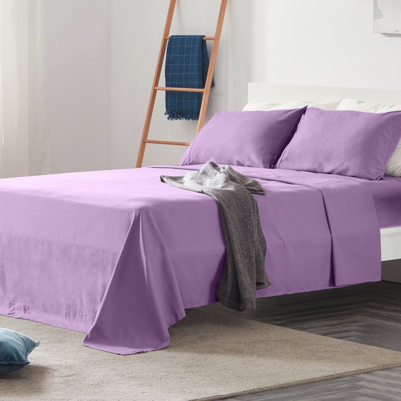 Microfiber Percale Sheet Set, Lavender, Full/Double Sheet Set+Fitted Sheet+2 Pillowcases