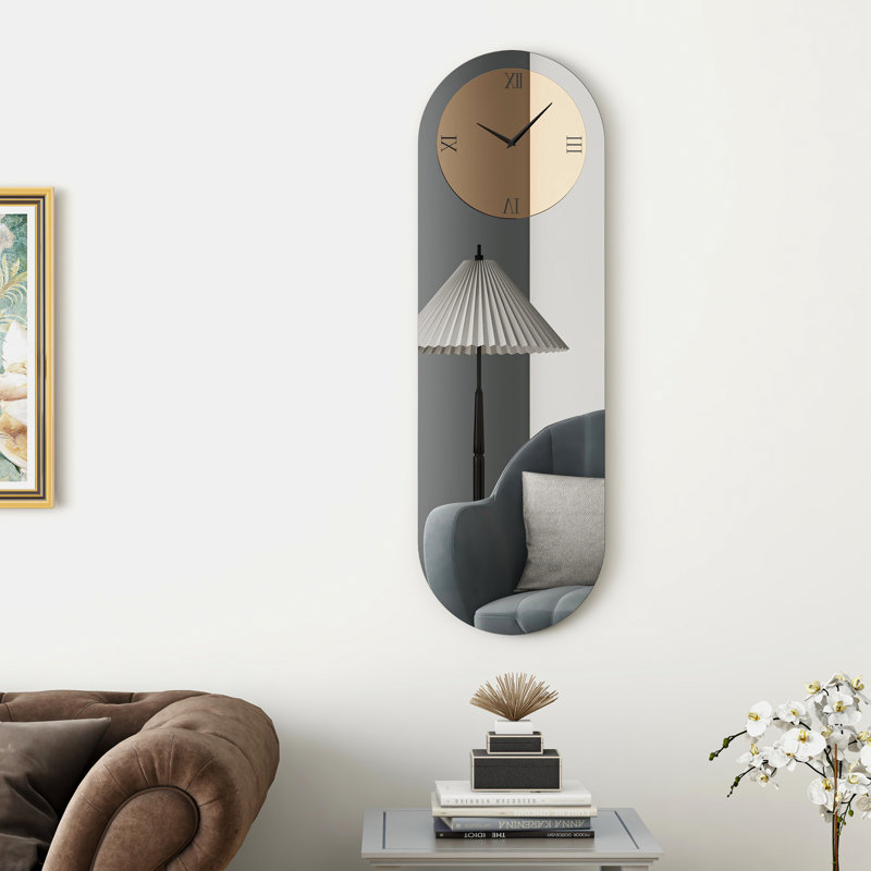 Jeni Mirrored Oval Wall Clock