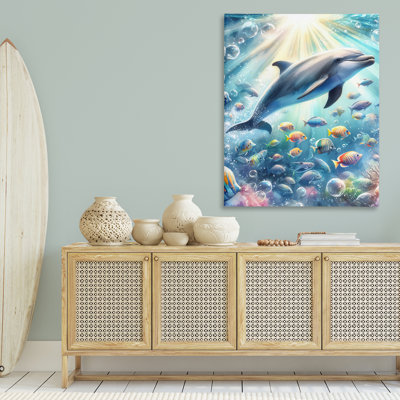  Art mural sur toile, "Dauphin parmi les mers" par LSR Design Studio