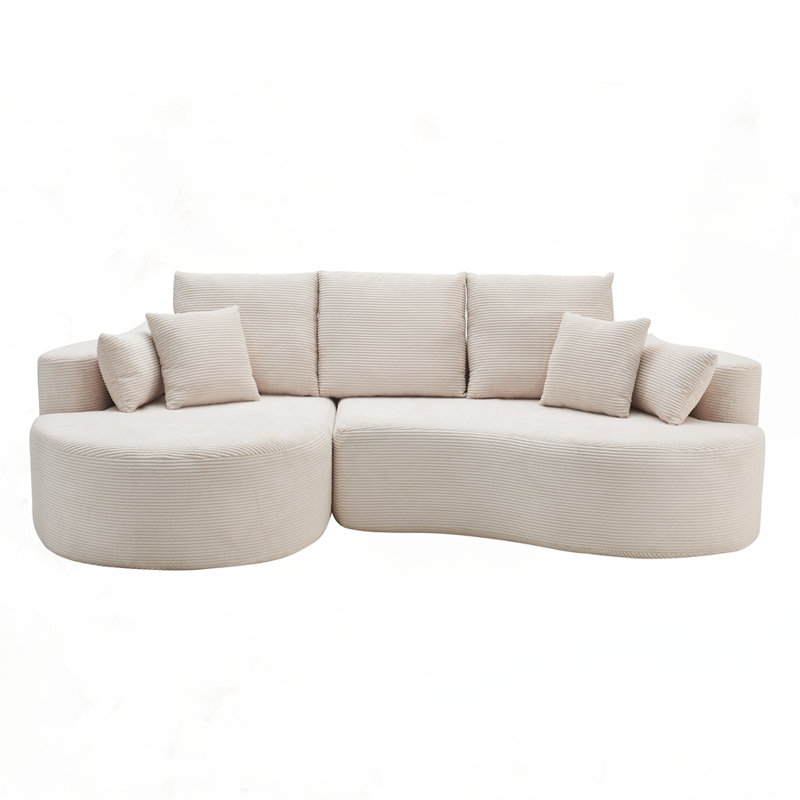 Canapé modulaire courbé en tissu et méridienne en tissu avec méridienne, Gris