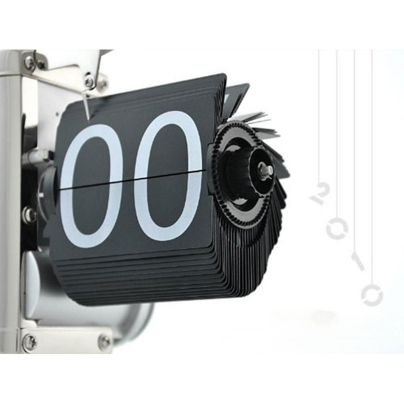 Retro Digital Flip Down Clock -Battery Powered Internal Gear Operated Clock For Home & Office Décor -Black
