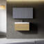Meuble-lavabo flottant de 30 po avec lavabo, armoire de rangement murale rayée avec tiroir à fermeture en douceur et lavabo à surface solide brillante, entièrement assemblé-126271328