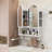 23.62" Modern Double-Arched Mirror Cabinet,2 Doors Medicine Cabinet, Metal Wall Cabinet With Adjustable Shelves And Towel Rack, Mirror Cabinet With Storage For Bathroom, Living Room And Bedroom, White-137975577