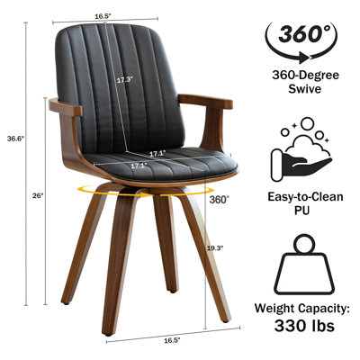 Modern Upholstered Leather Swivel Dining Chairs