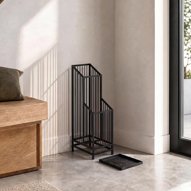 2-Tier Black Metal Umbrella Stand