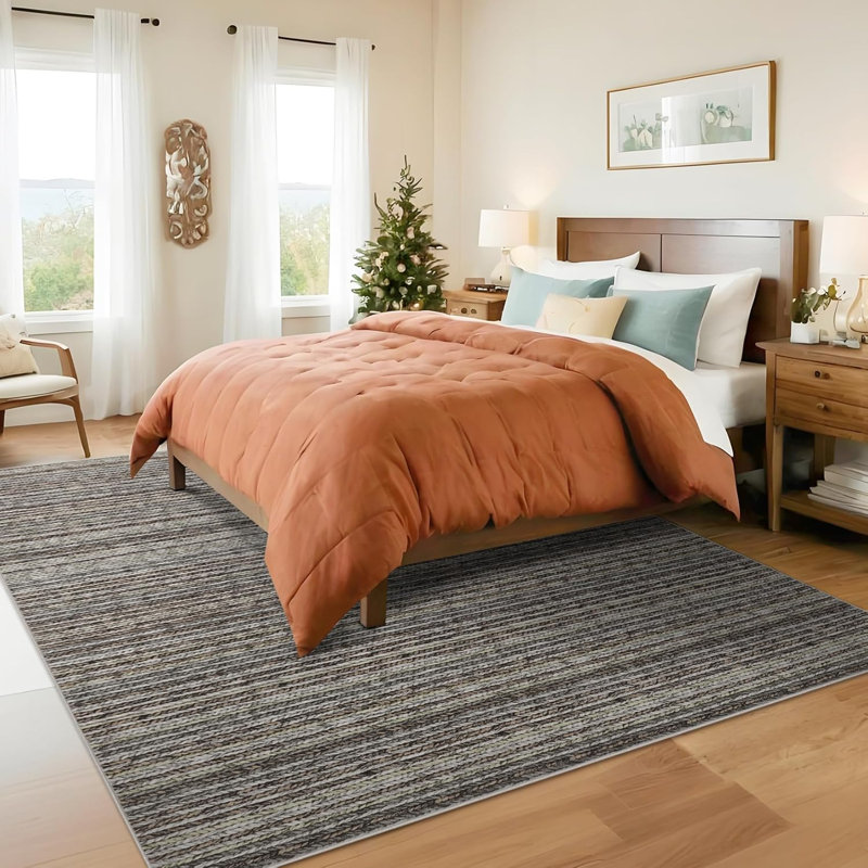 Washable Hallway Runner Rug 2x6 Modern Abstract Accent Carpet Non-Slip Backing Non-Shedding Contemporary Striped Transitional Rug Runner BedroomGrey