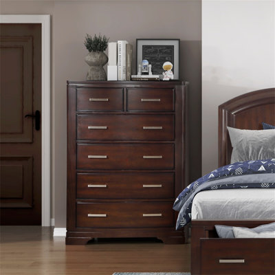 Commode de rangement moderne à finition cerisier avec commode verticale 6 pièces