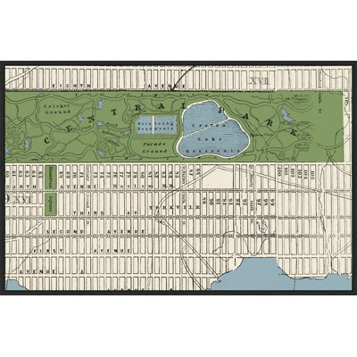 New York Parks Map 6 Framed Graphic Art Canvas
