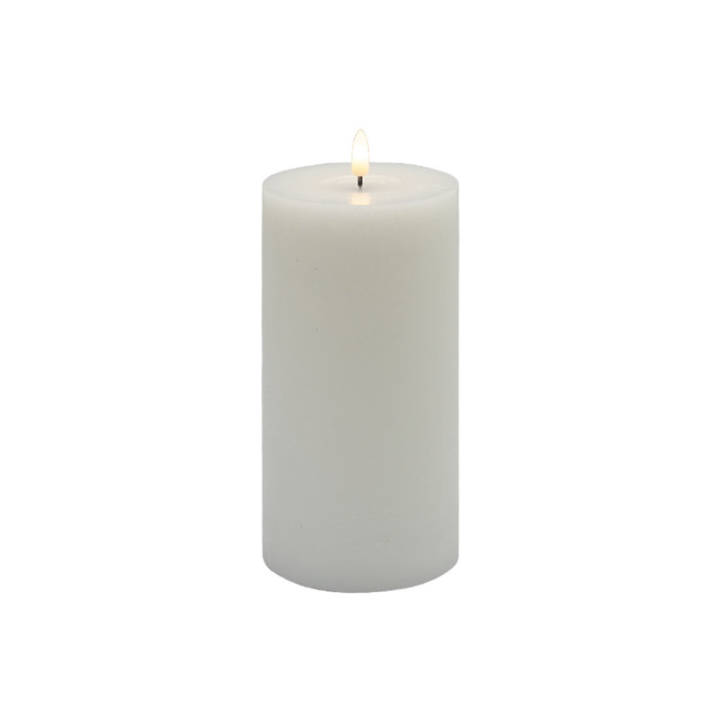 Grande bougie colonne sans flamme champagne, Blanc