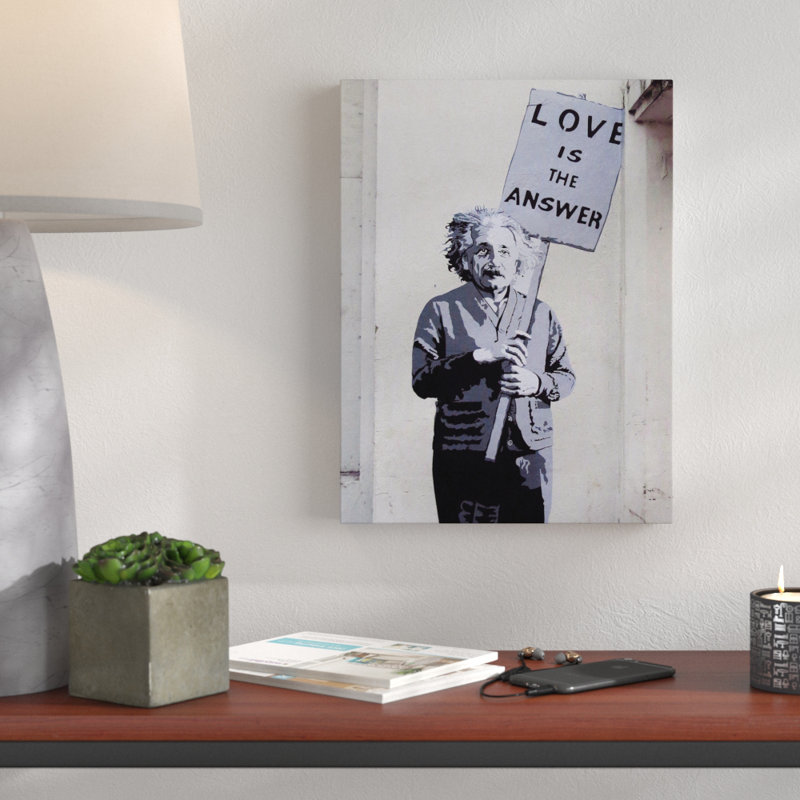 Einstein, Love Is the Answer II 1 Piece Wrapped Canvas Wall Art, 51 cm H x 38 cm W x 4 cm D
