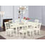 Ensemble de salle à manger 9 pièces comprenant une table de cuisine rectangulaire avec rallonge papillon et 8 chaises en lin, blanc lin-1263928293-1263928294-1270227960